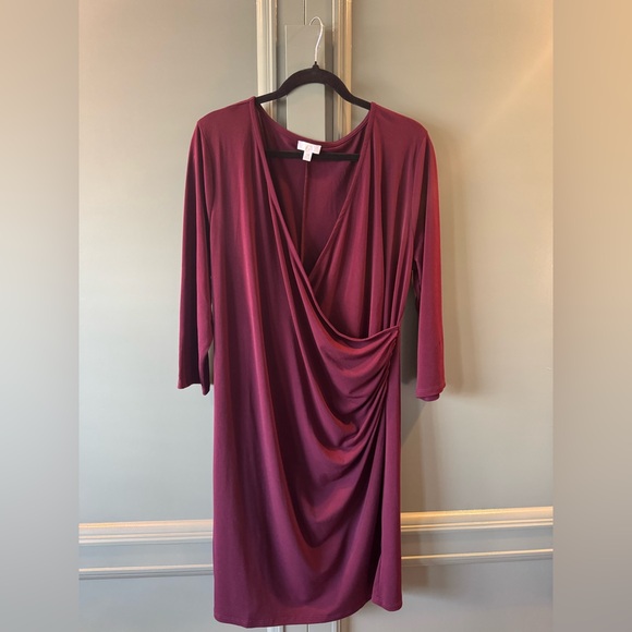 Dresses & Skirts - Elegant Burgundy Draped Dress